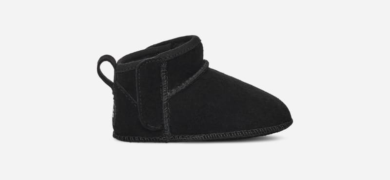 UGG Classic Ultra Mini Bootie for Kids in Black, Size 4, Suede/Wool