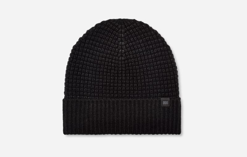 UGG Waffle Cuff-muts in Black, Wol