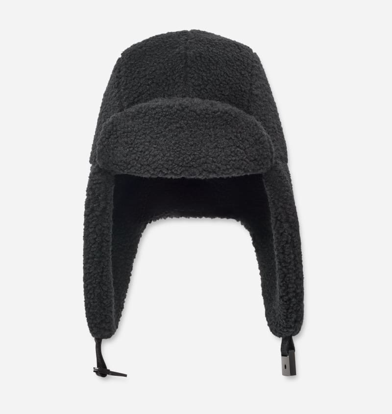 UGG fluff Trapper for Men in Black, Size L/XL, Polyester/Leather