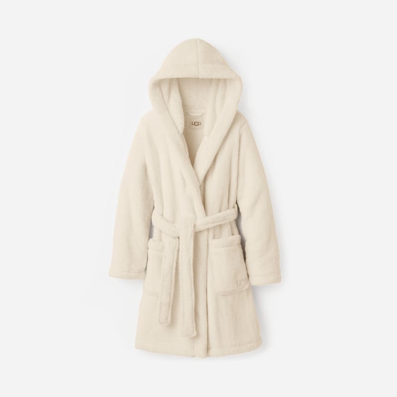 UGG Women's Aarti UGG fluff Dressing Gown in White, Size Small | Polyester