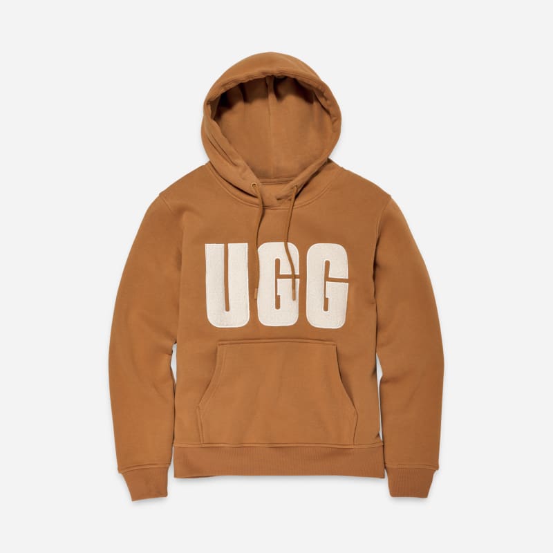 UGG Rey UGG fluff Logo Hoodie for Women in Brown, Size 1X, Fleece/Polyester/Cotton