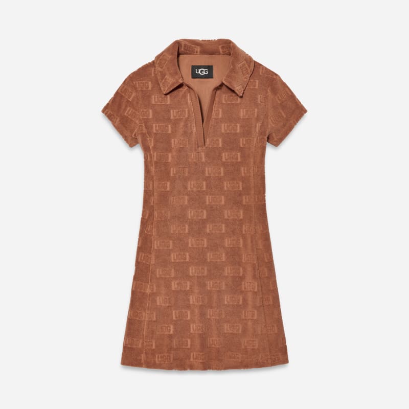 UGG UGG block Kimmy Dress for Women in Cedar Bark, Size Large, Cotton/Polyester