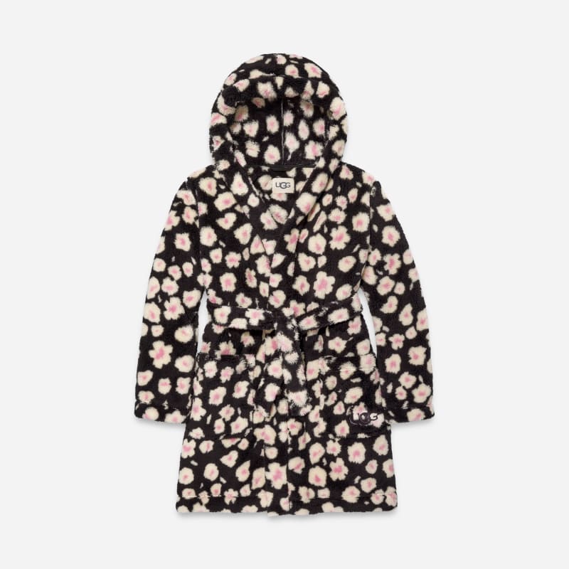 UGG Aarti Print Robe for Women in Black Hibiscina, Size Small, Polyester