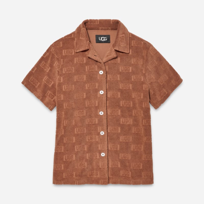 UGG UGG block Shirina Shirt for Women in Cedar Bark, Size Small, Cotton/Polyester