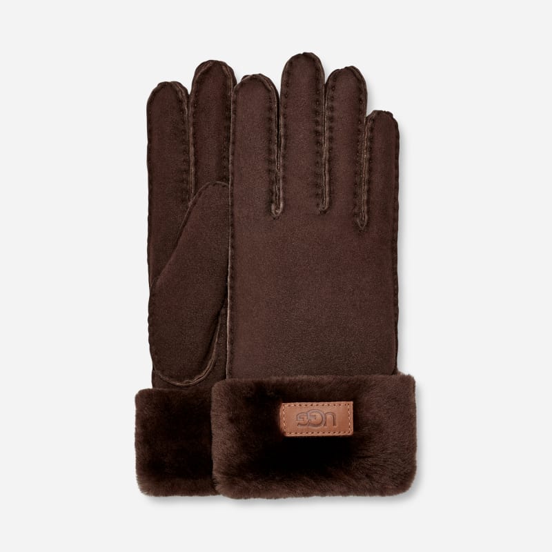 UGG Turn Cuff-handschoen voor dames in Brown, Maat L, Shearling