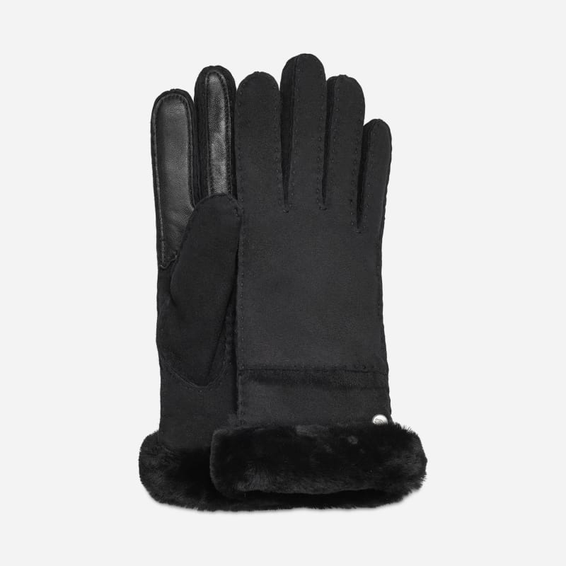 UGG Seamed Tech Glove for Women in Black, Size Small, Shearling/Leather