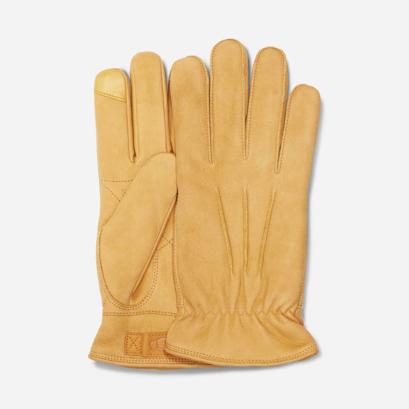 UGG Three Point Leather Glove for Men in Brown, Size Large, Leather/Polyester