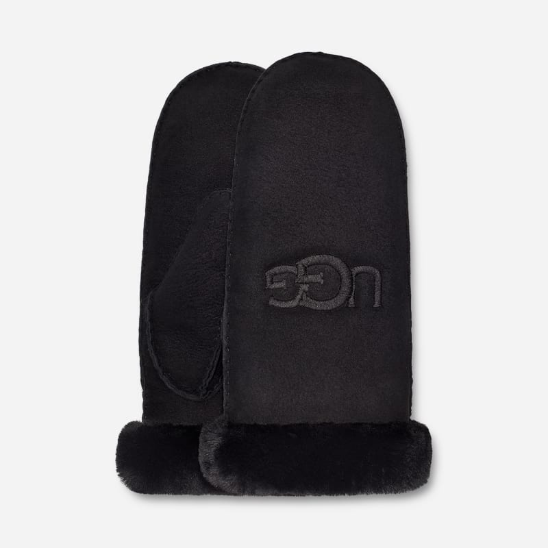 UGG Shearling Logo Embroidered Glove for Women in Black, Size S/M