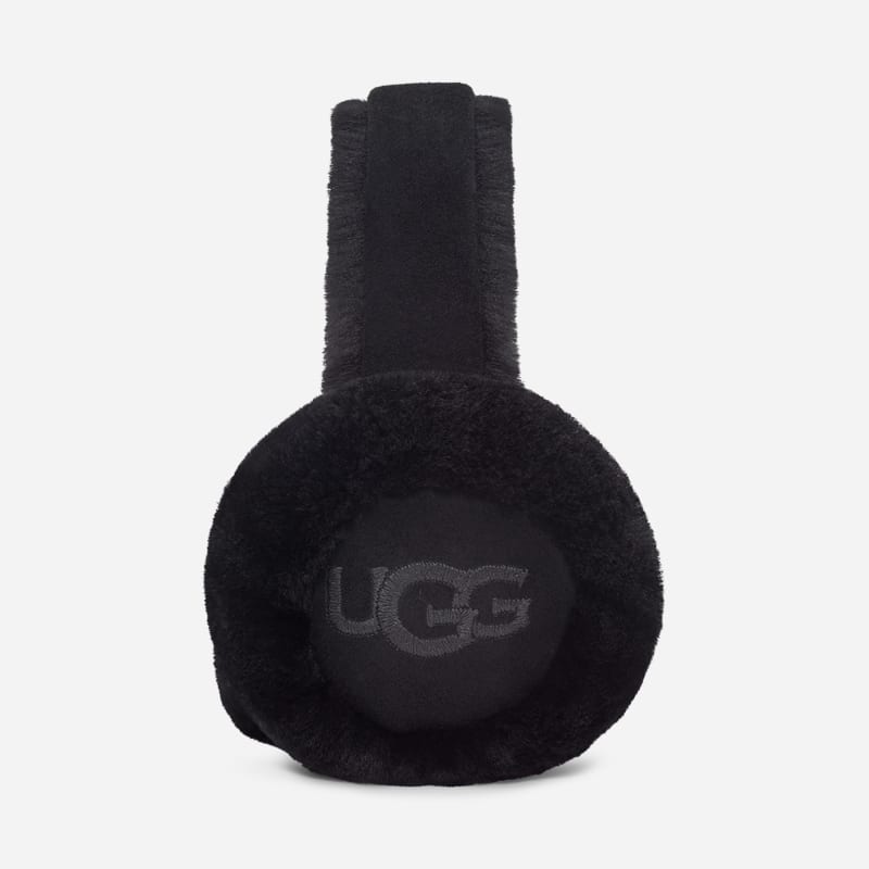 UGG Sheepskin Embroidery-oorwarmers voor dames in Black, Shearling
