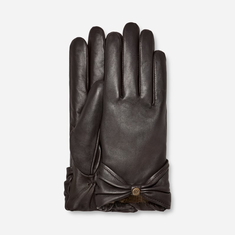 UGG Classic Leather Tech Glove for Women in Brown, Size Medium, Leather/Wool