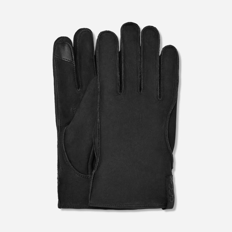 UGG Leather Clamshell Logo Glove for Men in Black, Size Medium