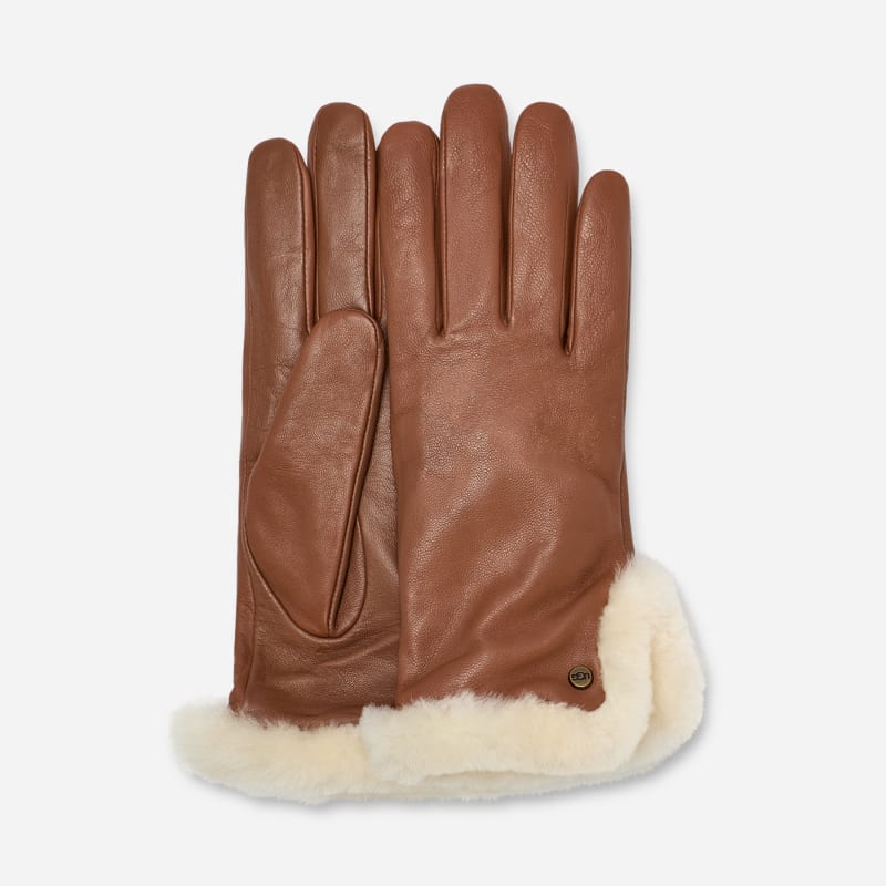 UGG Leather Sheepskin Vent Glove for Women in Brown, Size Small, Polyester/Leather
