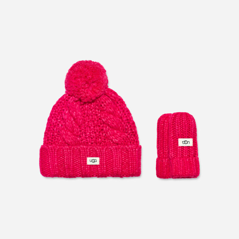 UGG Gebreid babysetje in Cerise, Wol/Polyester/!