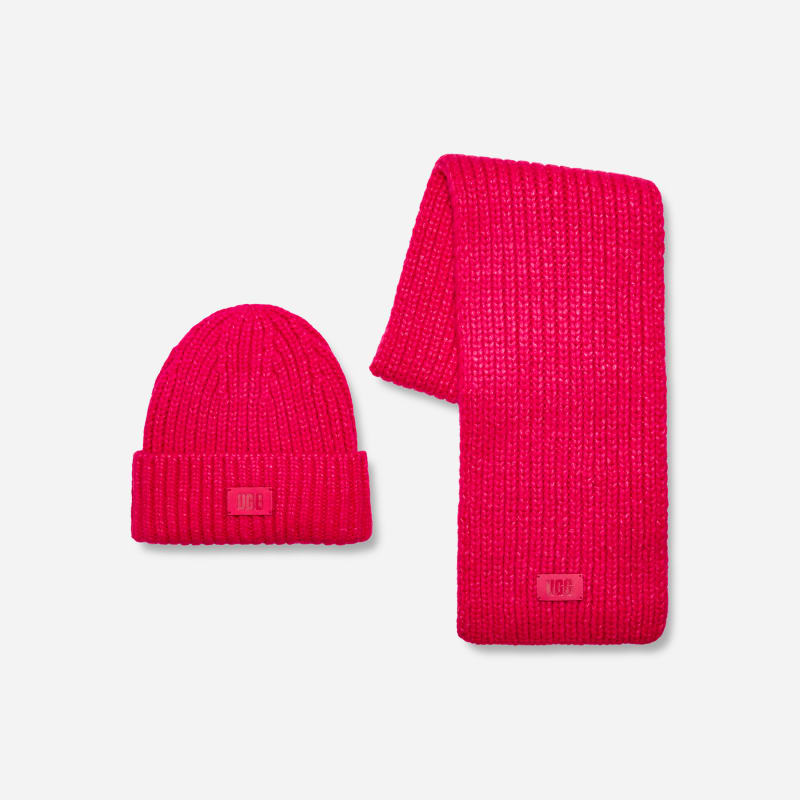 UGG Grofgebreide set in Cerise