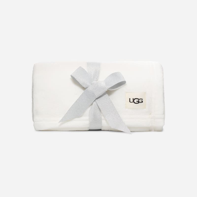 UGG Bartlet Throw for Home in Cream/Silver, Fleece/Leather
