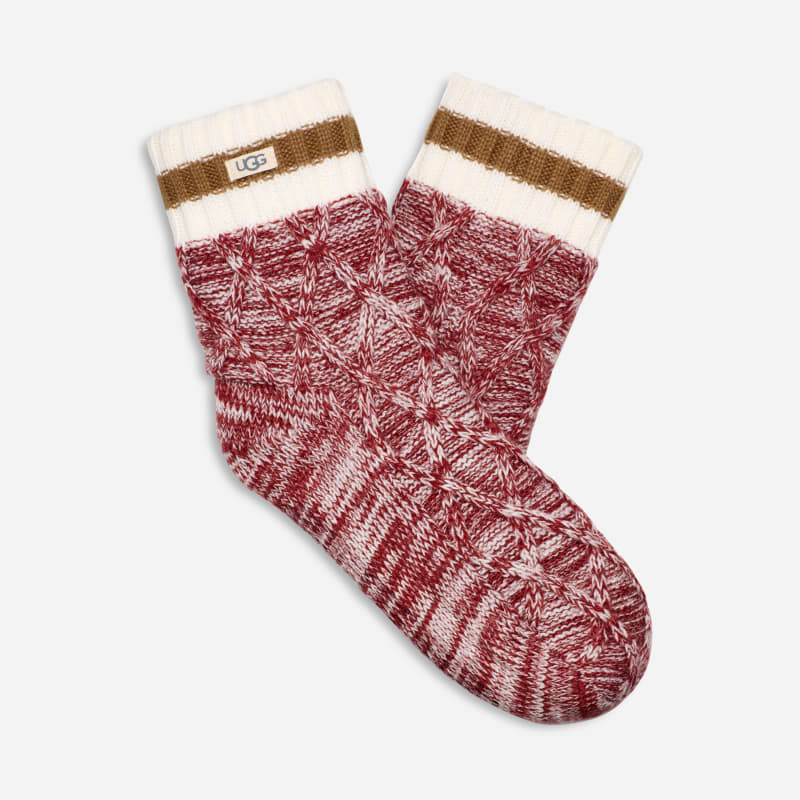 UGG® Women's Deedee Fleece Lined Quarter Socks in Rubious/Chestnut