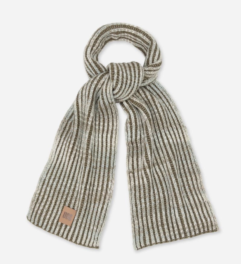 UGG Chunky Space Dye Scarf for Men in Burnt Olive Multi, Size OS, Wool/Leather