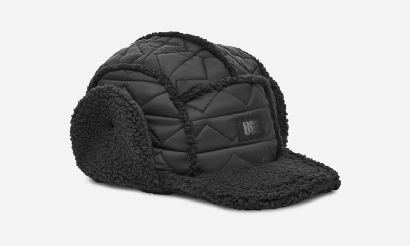 UGG® Men's AW UGG®fluff Hat Nylon/Recycled Materials Hats in Black, Size L/XL