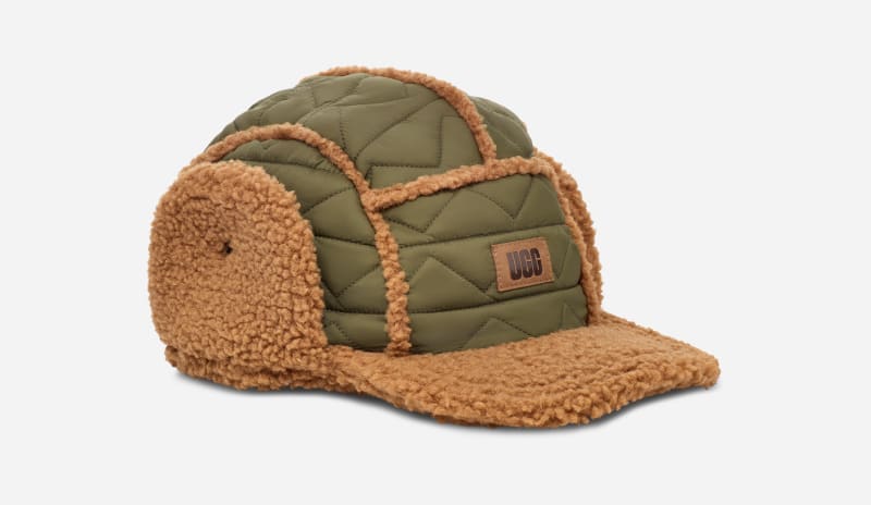 UGG® Men's AW UGG®fluff Hat Nylon/Recycled Materials Hats in Burnt Olive, Size L/XL