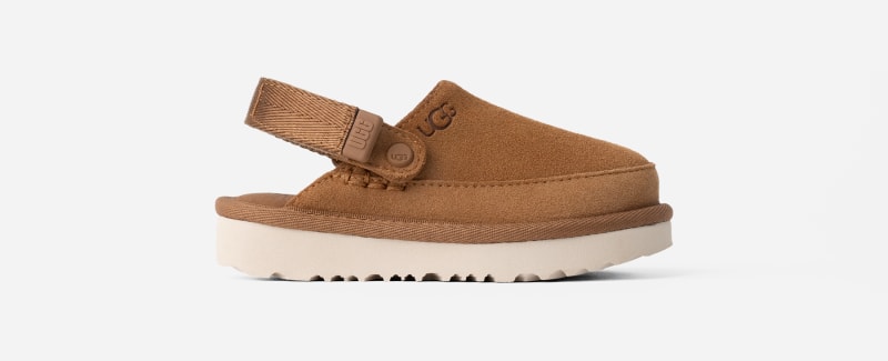 UGG Goldenstar Clog for Kids in Brown, Size 8, Suede/Polyester