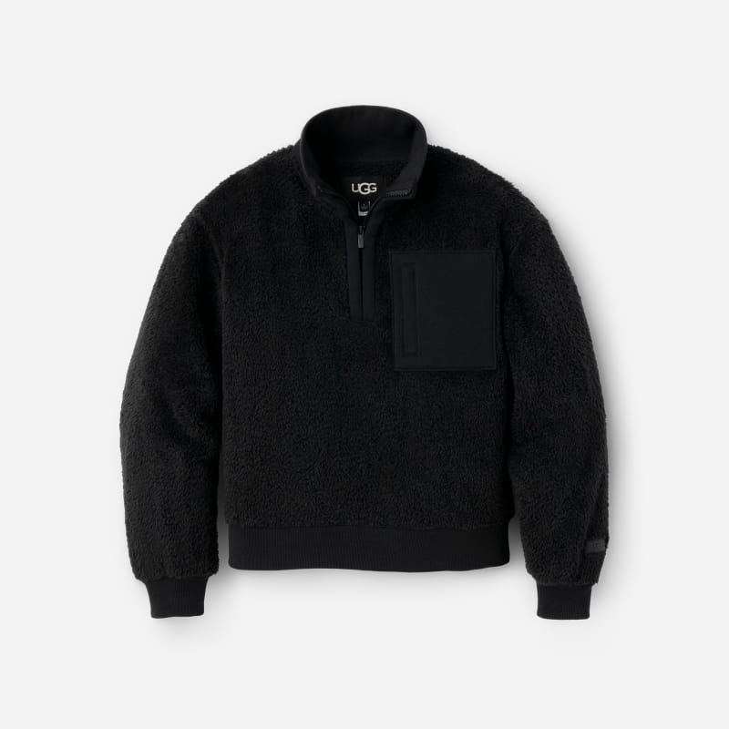 UGG® Women's Janeann Half Zip Fleece Hoodies & Sweatshirts in Black, Size M