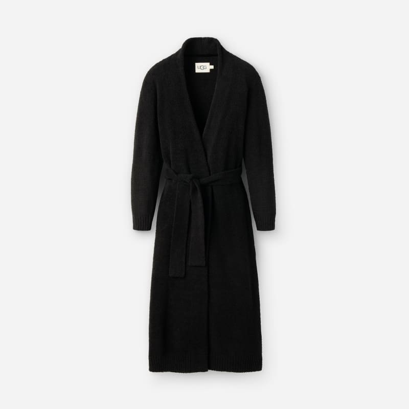 UGG® Women's Lenny Robe II Cozy Knit Robes in Black, Size L
