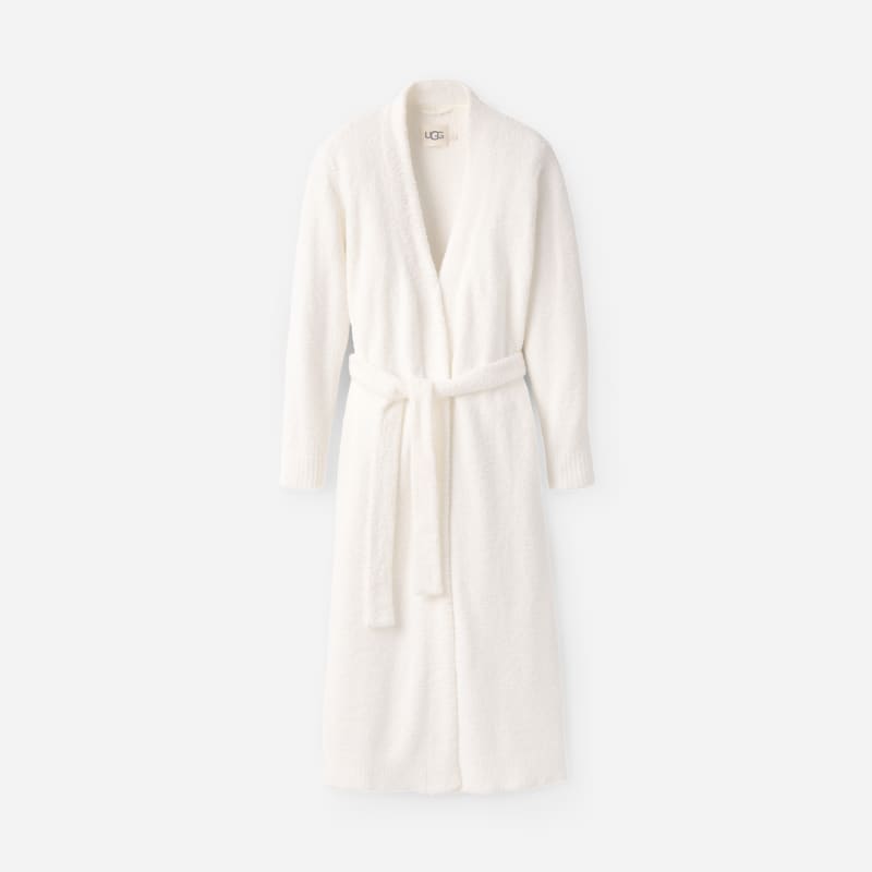 UGG® Women's Lenny Robe II Cozy Knit Robes in Cream, Size XL