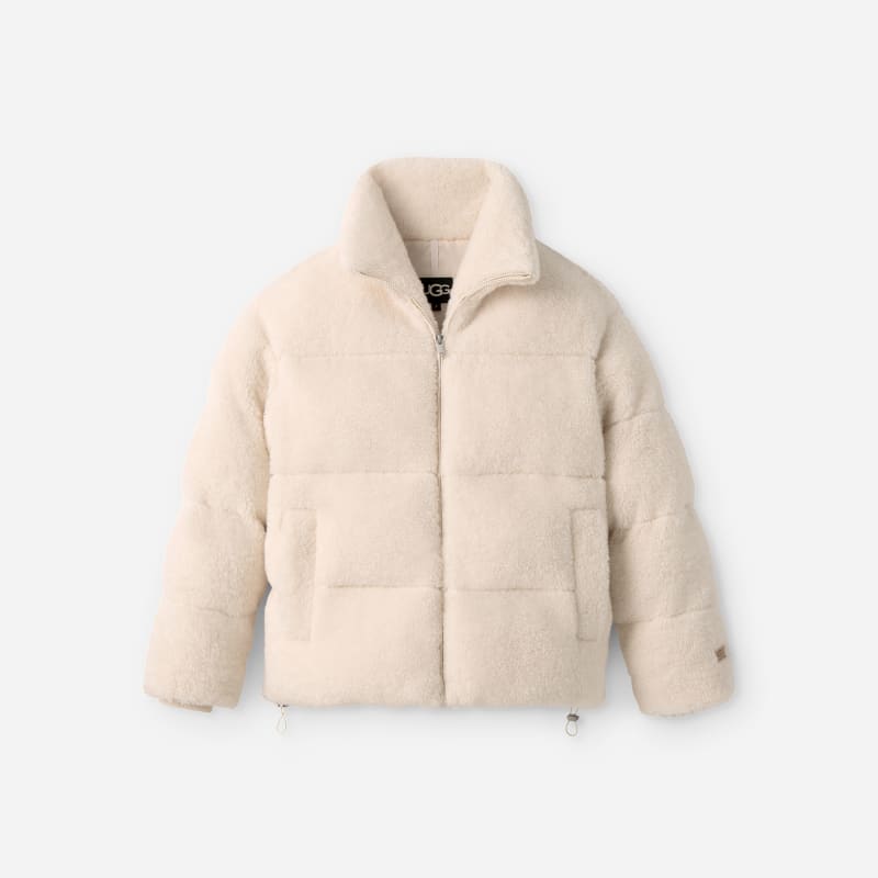 UGG® Women's Emmalyn UGG®fluff Puffer Jacket Fleece in Cream, Size XL