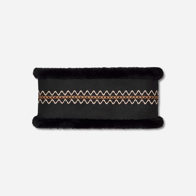 UGG® Women's Atherson Embroidered Headband Sheepskin Earmuffs in Black