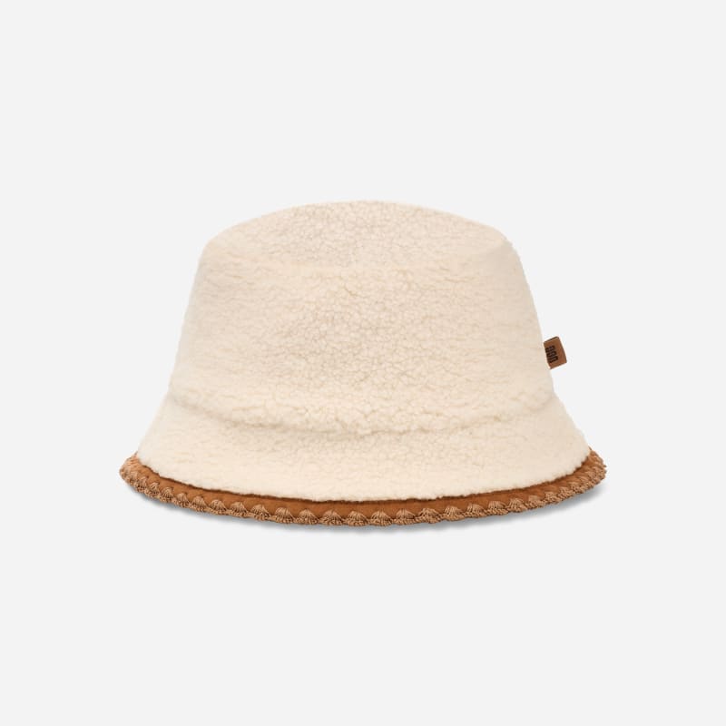 UGG fluff Scalloped Hat for Women in Nimbus, Size L/XL, Polyester/Leather