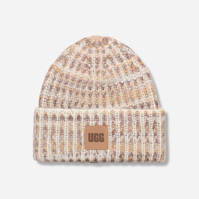 UGG Chunky Space Dye Beanie for Men in Nimbus Multi, Size OS, Wool/Leather
