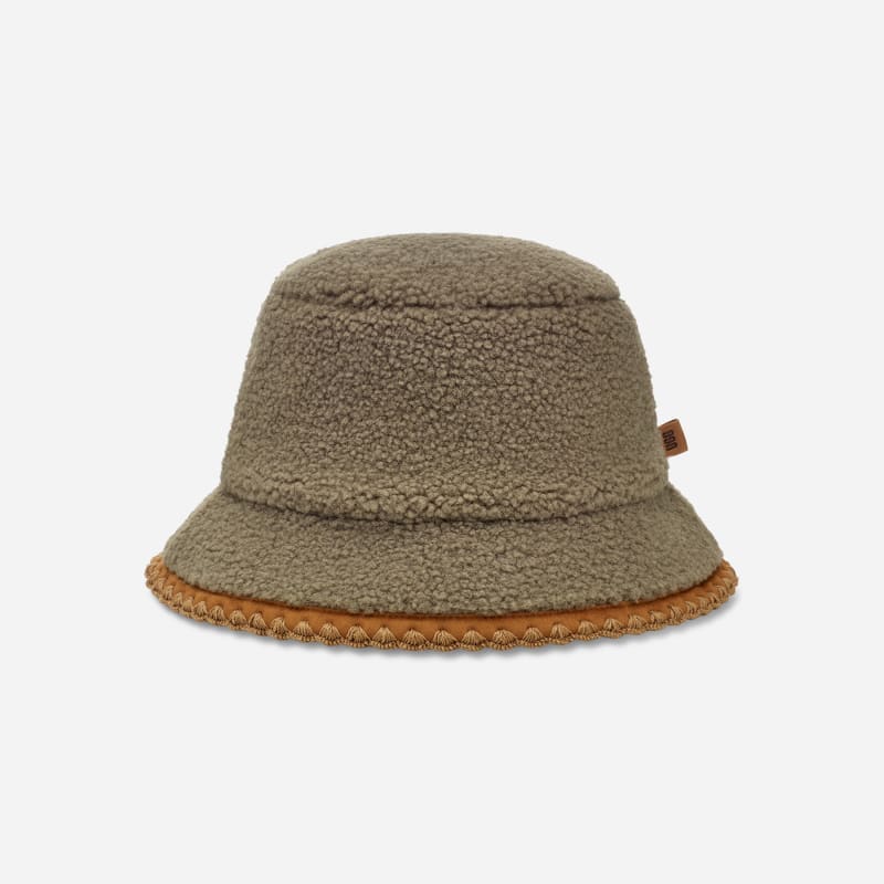 UGG fluff Scalloped Hat for Women in Green, Size S/M, Polyester/Leather