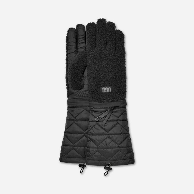 UGG fluff Modular Glove for Women in Black, Size S/M, Polyester/Leather