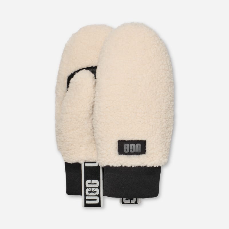 UGG Women's UGG fluff Mitten With Logo Tape in , Size S/M | Polyester