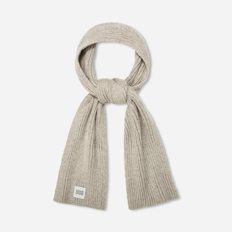 UGG Chunky Rib Scarf for Men in Grey, Size OS, Wool/Leather