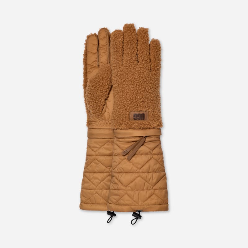 UGG fluff Modular Glove for Women in Brown, Size S/M, Polyester/Leather