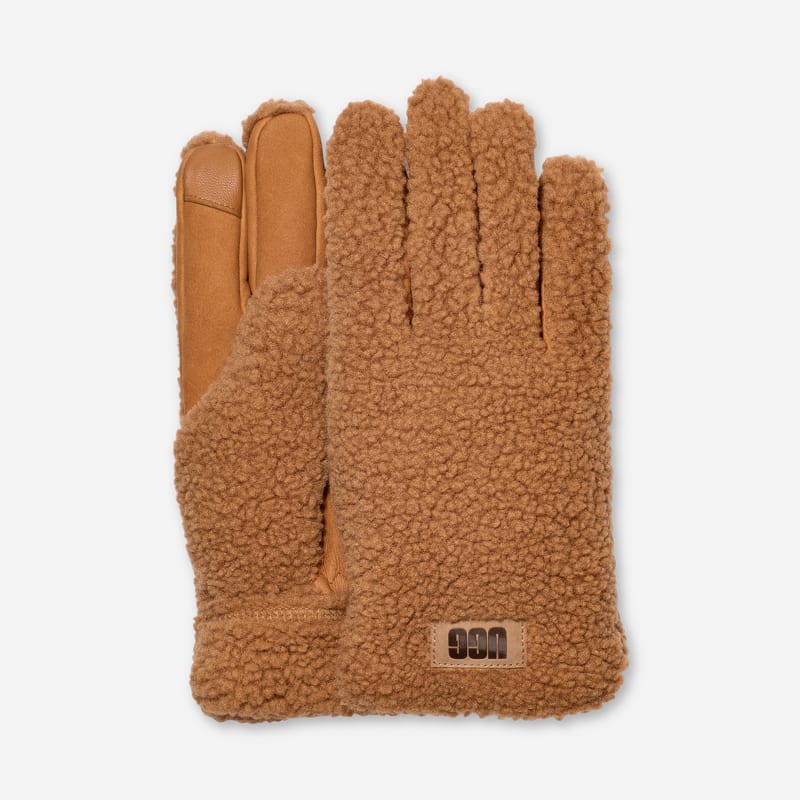 UGG fluff Glove for Men in Brown, Size XL, Polyester/Leather