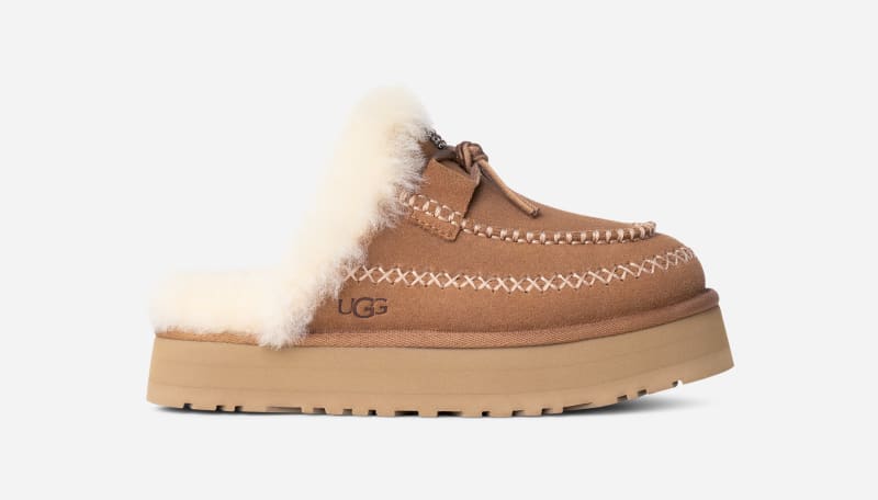 UGG® Women's Disquette Alpine Sheepskin Slippers in Chestnut, Size 8