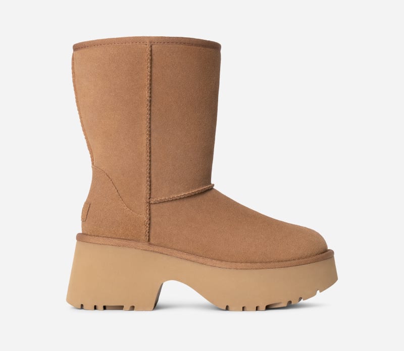 UGG Classic Short New Heights Boot for Women in Brown, Size 7, Suede/Polyester/Wool