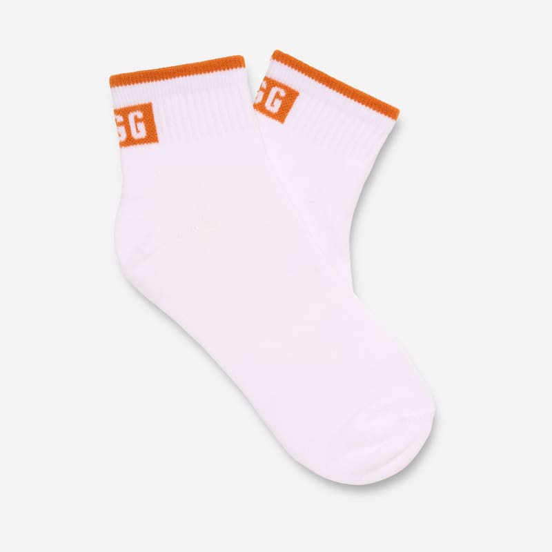 UGG Polly Ankle Sock for Women in White/Dark Apricot, Size OS, Cotton/Polyester