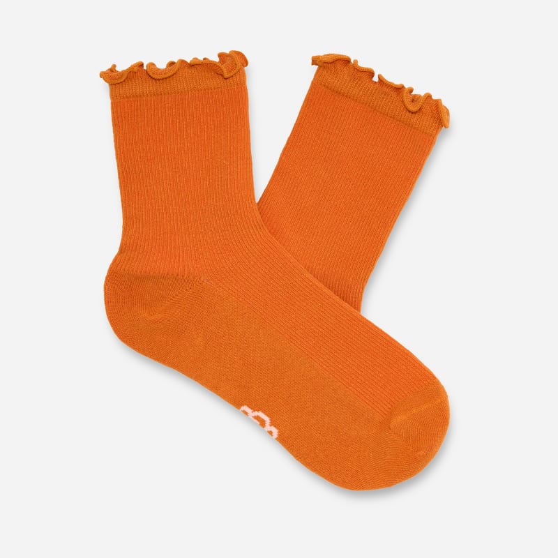 UGG Karsyn Lettuce Edge Sock for Women in Dark Apricot, Size OS, Cotton/Polyester