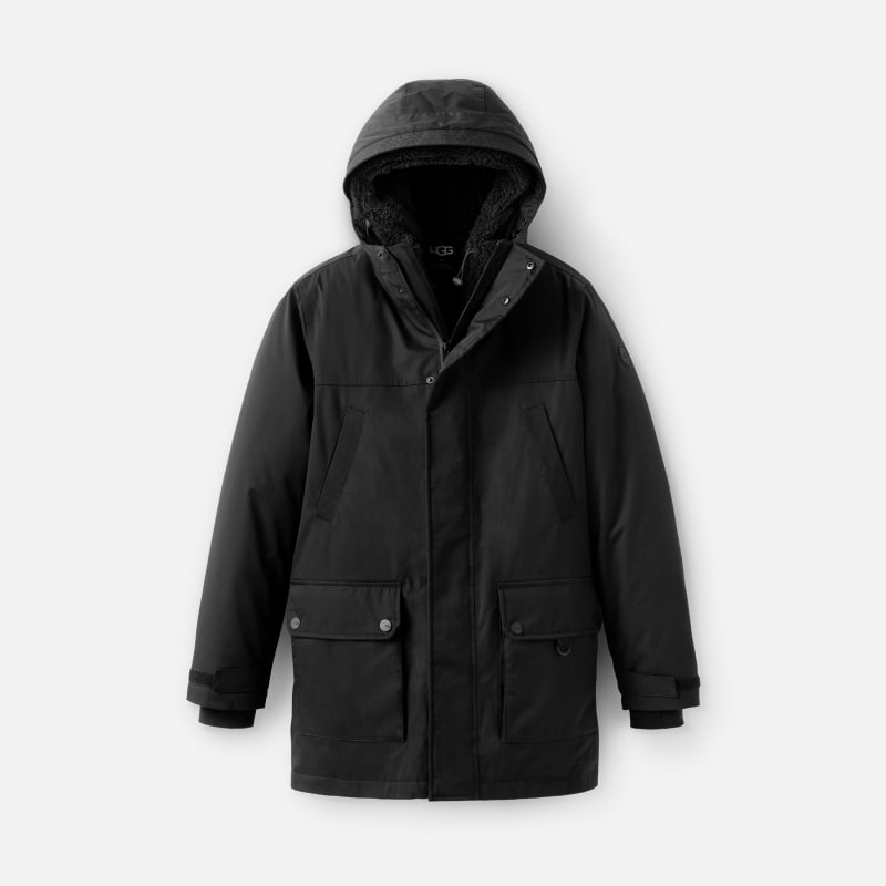 UGG Butte Parka II Jacket for Men in Tar, Size XL, Polyester/Cotton