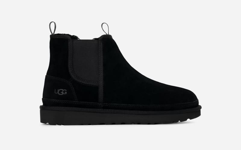 UGG Neumel Chelsea Boot for Men in Black, Size 6, Suede/Polyester/Wool