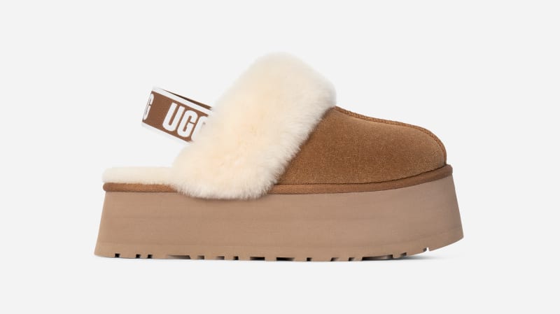 UGG Funkette Slipper for Women in Brown, Size 6, Leather/Polyester