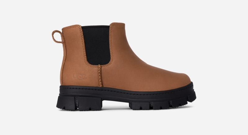UGG Ashton Chelsea Boot for Kids in Brown, Size 3, Leather/Polyester