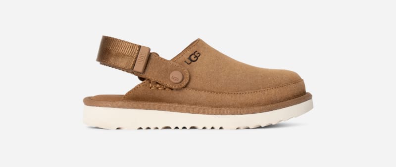 UGG Goldenstar Clog for Kids in Brown, Size 3, Suede/Polyester