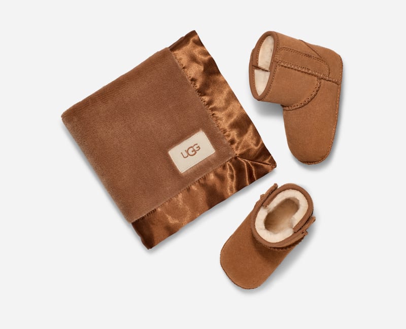 UGG Classic Boot and Lovey for Kids in Brown, Size 0.5, Suede/Wool