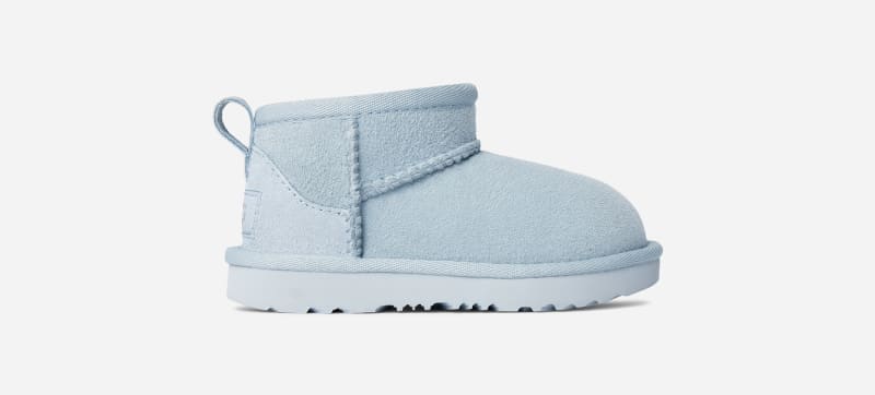 UGG Classic Ultra Mini Boot for Kids in Sea Foam, Size 9, Suede/Polyester/Wool