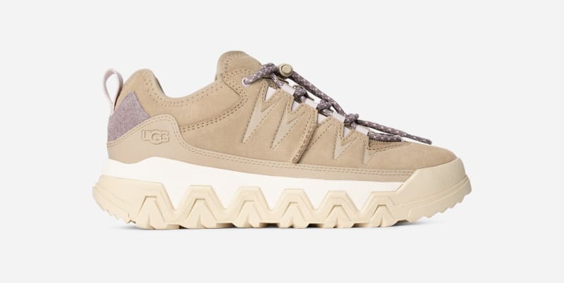 UGG® Women's CapTrail Low Suede/Textile/Recycled Materials Sneakers in Mustard Seed, Size 7