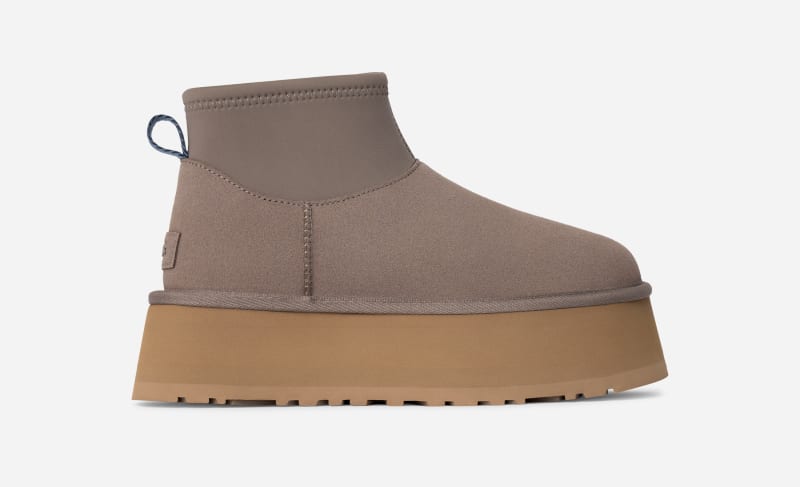 UGG Classic Mini Dipper Boot for Women in Smoke Plume, Size 4, Suede/Polyester/Wool